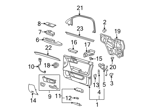 2011 Cadillac DTS Switch Assembly, Passenger Seat Heater & Vent *Dark Argt Metal Diagram for 25895012