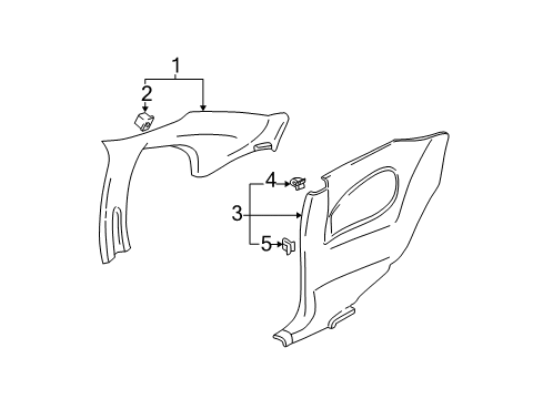 2000 Pontiac Grand Am Panel Assembly, Quarter Lower Trim Finish *Gray Y Diagram for 22614861