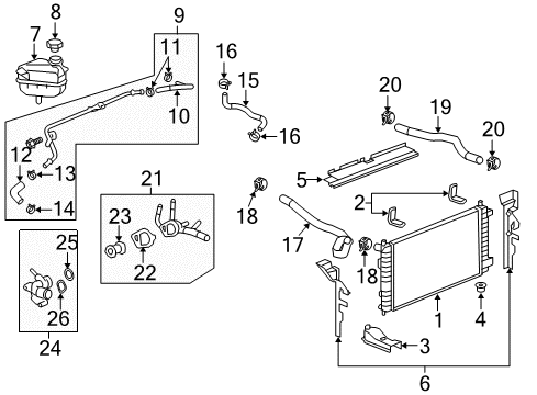 2009 Chevy Malibu Radiator & Components Diagram 4 - Thumbnail