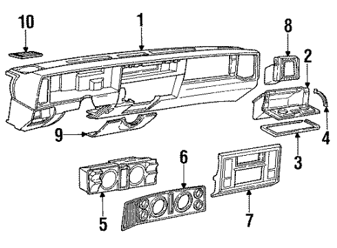 1984 GMC S15 Instrument Panel, Body Diagram