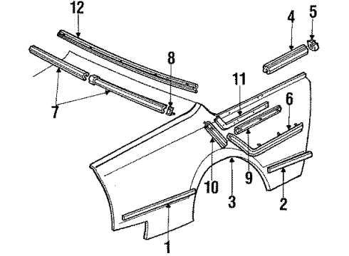 1986 Chevy Cavalier Molding Asm,End Gate Upper Outer Finish Diagram for 20501859