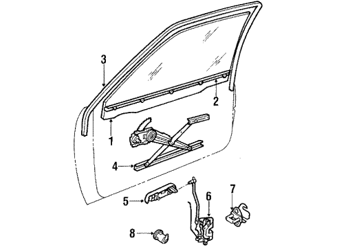 1986 Chevy Sprint Weatherstrip,Front Side Door Window Diagram for 96054708