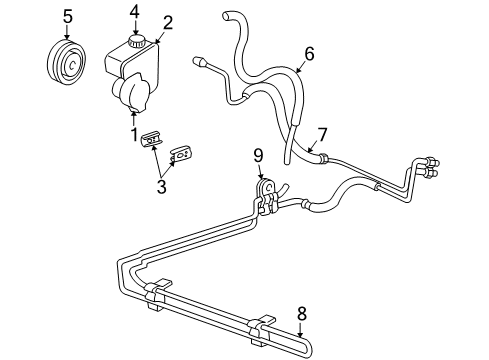 2004 Pontiac Montana P/S Pump & Hoses, Steering Gear & Linkage Diagram 3 - Thumbnail