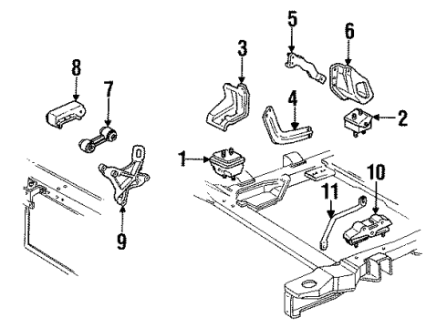 1991 Pontiac Grand Prix Engine & Trans Mounting Diagram 4 - Thumbnail