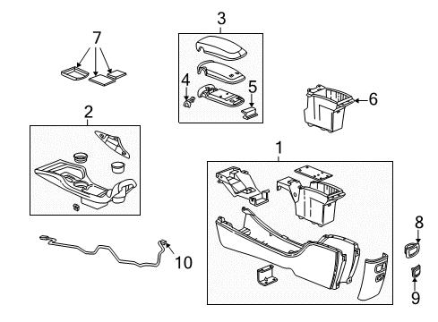 2002 Buick Century Console Assembly, Front Floor Lower *Gray Y Diagram for 10445057