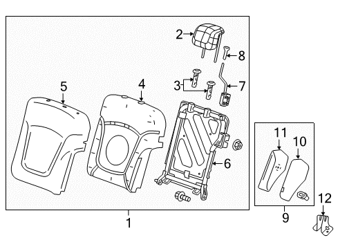 2016 Chevy Spark Bolster Assembly, Rear Seat Back *Black Diagram for 42394638