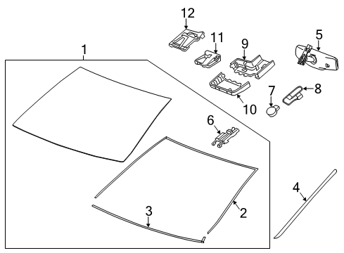 2019 Cadillac CTS Windshield Glass Diagram 2 - Thumbnail