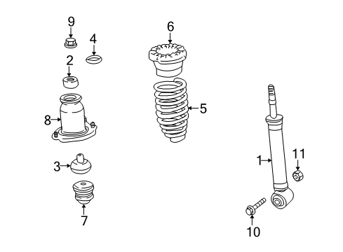 2010 Pontiac Vibe Rear Shock Absorber Diagram for 19184416