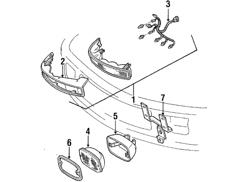 1989 Buick Reatta Housing & Lens Assembly, Fog Lamp Diagram for 16507930