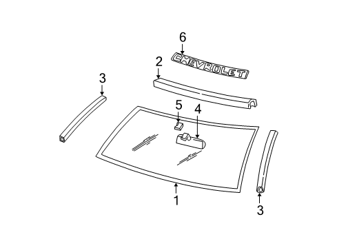 1997 GMC K1500 Windshield Glass Diagram