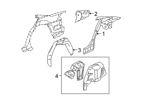 2007 Pontiac Grand Prix Inner Structure - Quarter Panel Diagram