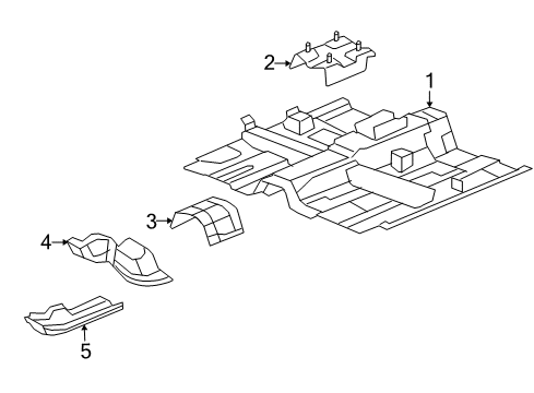 2007 Saturn Aura Pillars, Rocker & Floor - Floor & Rails Diagram