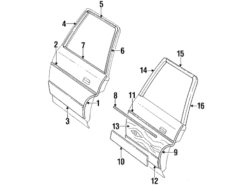 1985 Pontiac Parisienne Molding Scalp Rear Door Window Frame Upper Diagram for 20306230