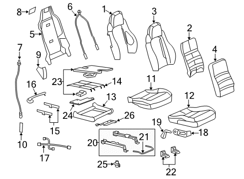 2011 Chevy Corvette Passenger Seat Components Diagram 2 - Thumbnail