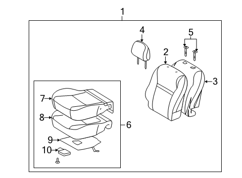 2010 Pontiac Vibe Cover,Passenger Seat Back Cushion *Gray Diagram for 19204929