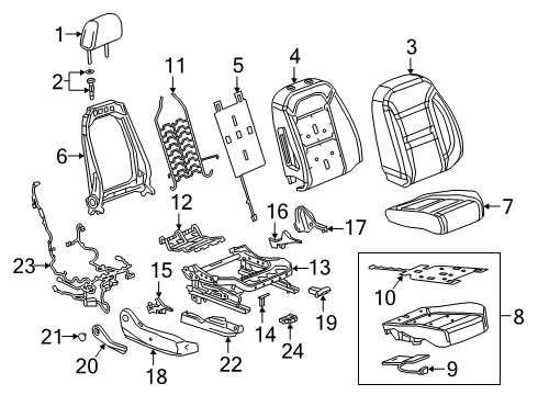 2024 Chevy Blazer Passenger Seat Components Diagram