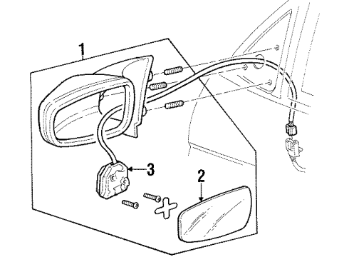 2000 Oldsmobile Intrigue Mirror Assembly, Outside Rear View Diagram for 10433908