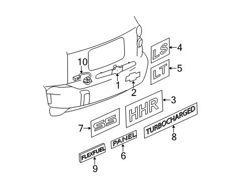 2009 Chevy HHR Exterior Trim - Lift Gate Diagram