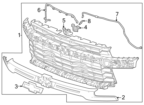 2024 Chevy Silverado 3500 HD Grille & Components Diagram 2 - Thumbnail