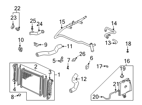 2002 Chevy Monte Carlo Radiator & Components Diagram 1 - Thumbnail