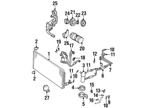 1995 Chevy Monte Carlo Bracket Assembly, Engine Mount Strut & A/C Compressor Diagram for 14097634