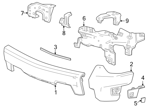 2022 Chevy Silverado 1500 Bumper & Components - Front Diagram 5 - Thumbnail