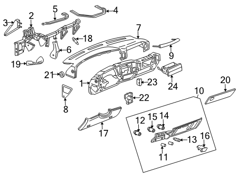 2007 Chevy Silverado 1500 Classic Instrument Panel, Body Diagram 3 - Thumbnail