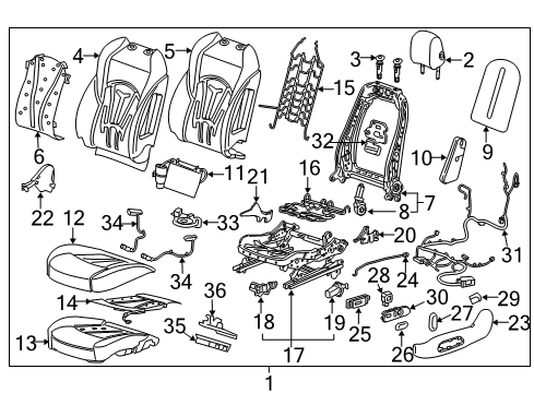 2019 Buick LaCrosse Driver Seat Components Diagram 1 - Thumbnail