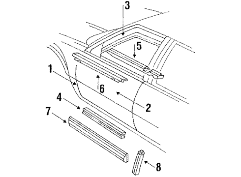 1986 Oldsmobile Delta 88 Molding Assembly, Reveal Front Door Window @ Belt *Black Diagram for 20586403