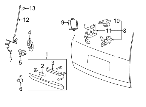 2012 GMC Yukon Lift Gate - Lock & Hardware Diagram 2 - Thumbnail