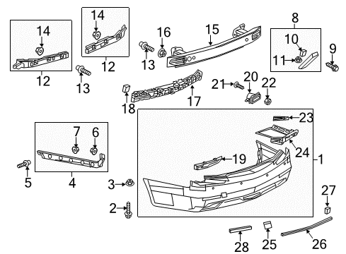 2015 Cadillac CTS Seal, Rear Bumper Fascia Guide Diagram for 22777400