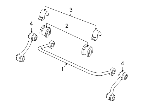 2004 Pontiac GTO Rear Suspension, Stabilizer Bar Diagram 1 - Thumbnail