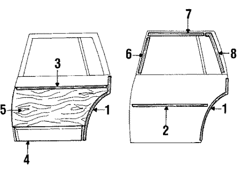 1984 Chevy Impala Weatherstrip Asm,Front Side Door Diagram for 20047141