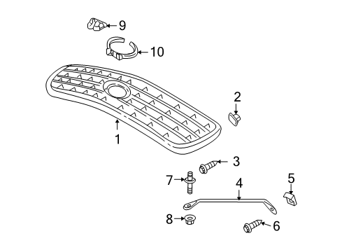 1999 Cadillac Seville Bracket, Radiator Grille Outer *Black Diagram for 25634314