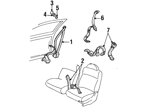 1993 Oldsmobile Cutlass Supreme Belt Kit,Driver Seat Retractor Side Diagram for 12516803