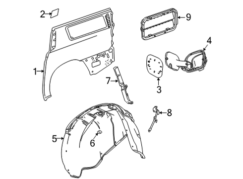 2023 GMC Yukon XL Quarter Panel & Components Diagram