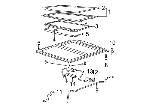 2003 Cadillac DeVille Sunroof, Body Diagram