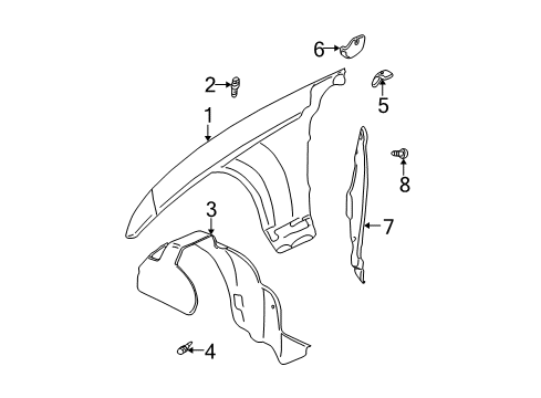 2004 Cadillac CTS Bracket,Front Fender Rear Center Diagram for 15887530