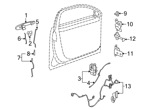 2008 Buick Lucerne Rod Assembly, Front Side Door Outside Handle Diagram for 15821675