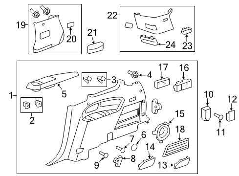 2013 GMC Acadia Panel Assembly, Quarter Lower Rear Trim *Titanium Diagram for 23389798