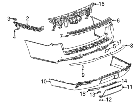 2022 Chevy Tahoe Fascia, Rear Bpr Lwr *Black Diagram for 84751055