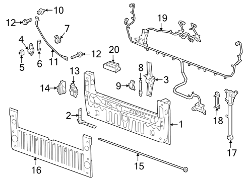 2022 Chevy Silverado 1500 Molding Assembly, Pubx E/Gate Otr *Black Diagram for 84434831