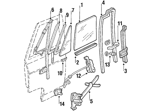 1996 Chevy P30 Motor Asm,Front Side Door Window Regulator <Use 1C5L 2760A> Diagram for 19152021