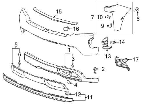 2019 Chevy Silverado 1500 Molding, Front Bpr Fascia Otr Diagram for 84588810