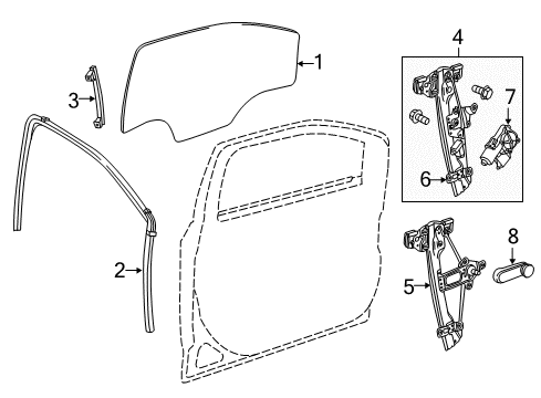 2013 Chevy Sonic Front Driver Side Window Regulator (Lh)(W/O Motor) Diagram for 42339895