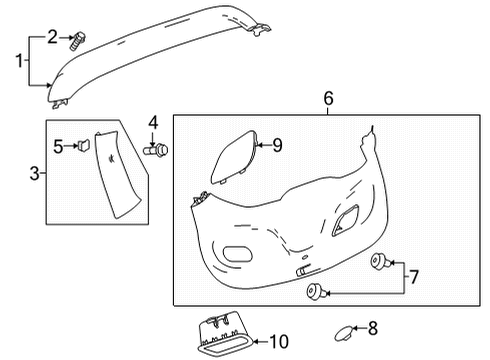 2022 Chevy Bolt EUV Panel Assembly, L/Gate Upr Si Tr Fin *Dark Grey Diagram for 42788732