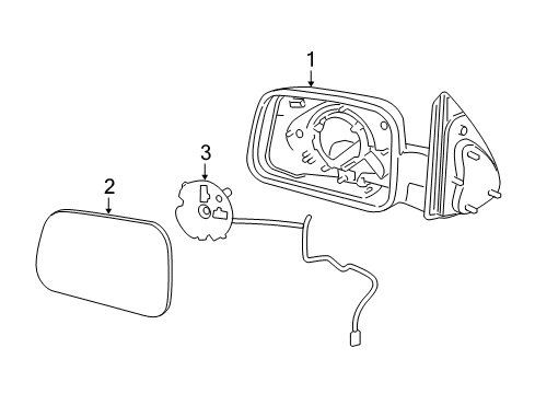 2008 Chevy HHR Mirror Assembly, Outside Rear View *Black Diagram for 20923833