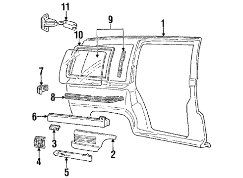 1992 Pontiac Trans Sport Body Side Panel Diagram 2 - Thumbnail