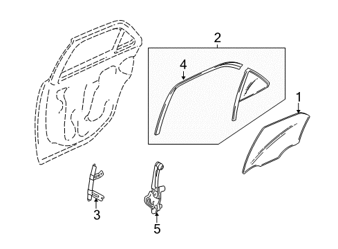 2006 Cadillac CTS Rear Door - Glass & Hardware Diagram