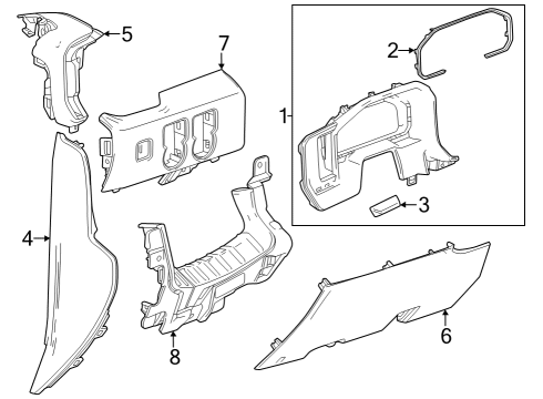 2024 Chevy Silverado 2500 HD APPLIQUE ASM-I/P CSTR TR PLT *SILVER V Diagram for 84651936